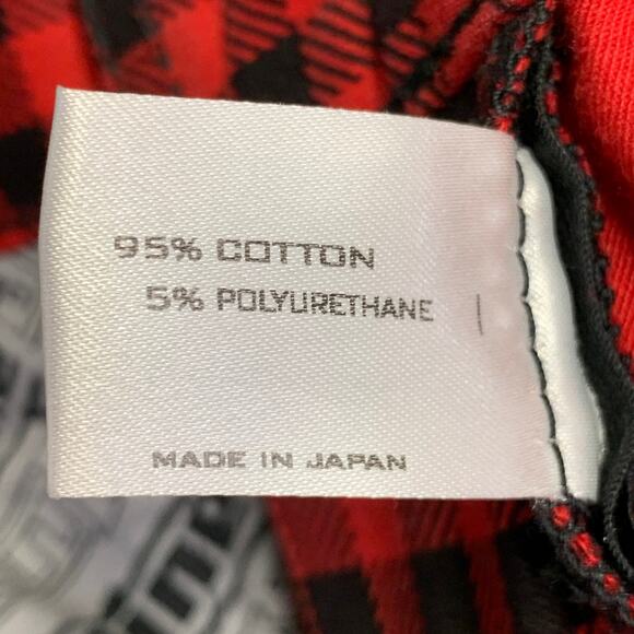 Size M Red Black Cotton Blend Checkered Straps Zip Fly Bondage Casual Pants - Picture 6 of 7